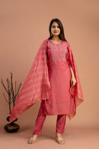 Handworked Kurti Set with Plain Dupatta