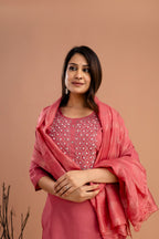 Handworked Kurti Set with Plain Dupatta