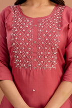 Handworked Kurti Set with Plain Dupatta