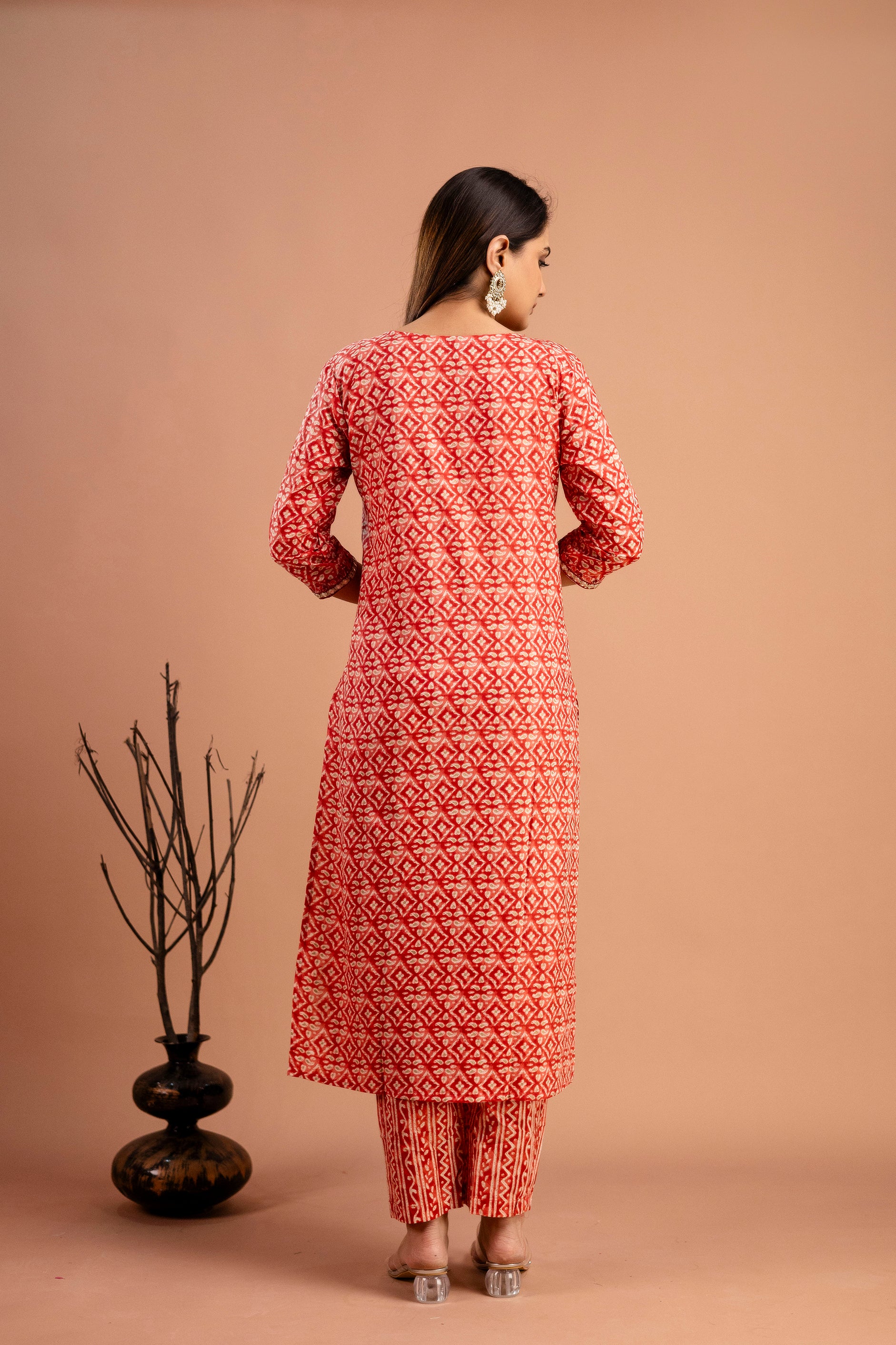 Resham Embroidered Printed Kurti Set