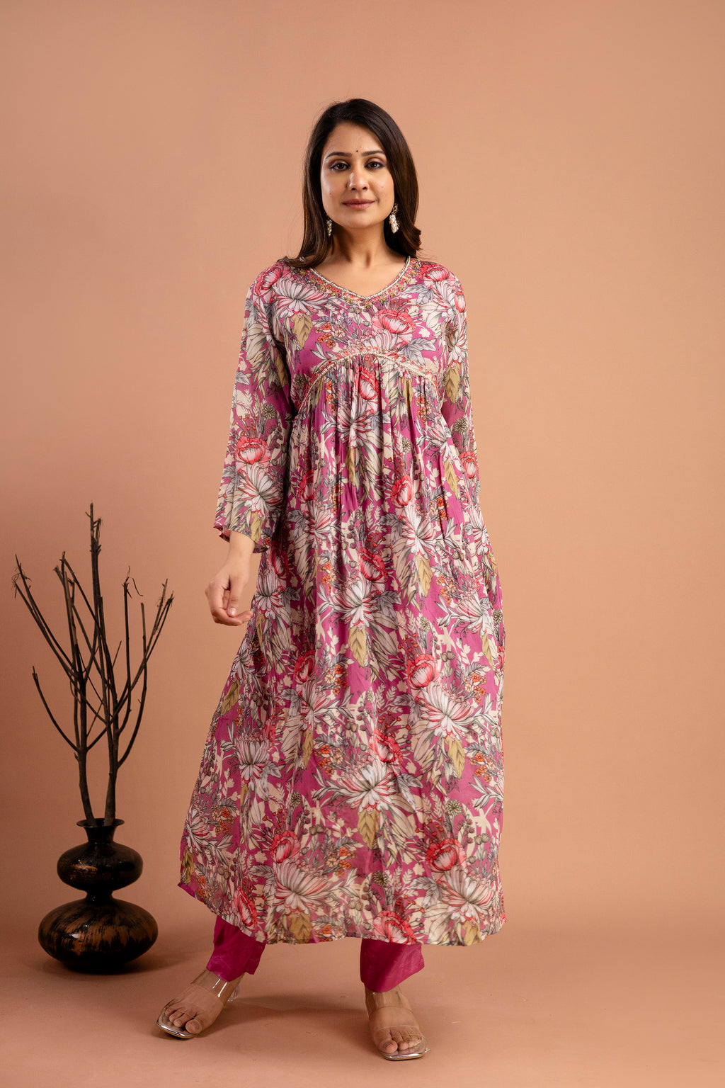 Printed Chiffon Kurti Set with Dupatta