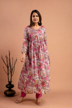 Printed Chiffon Kurti Set with Dupatta