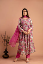 Printed Chiffon Kurti Set with Dupatta