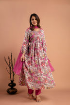 Printed Chiffon Kurti Set with Dupatta