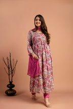 Printed Chiffon Kurti Set with Dupatta