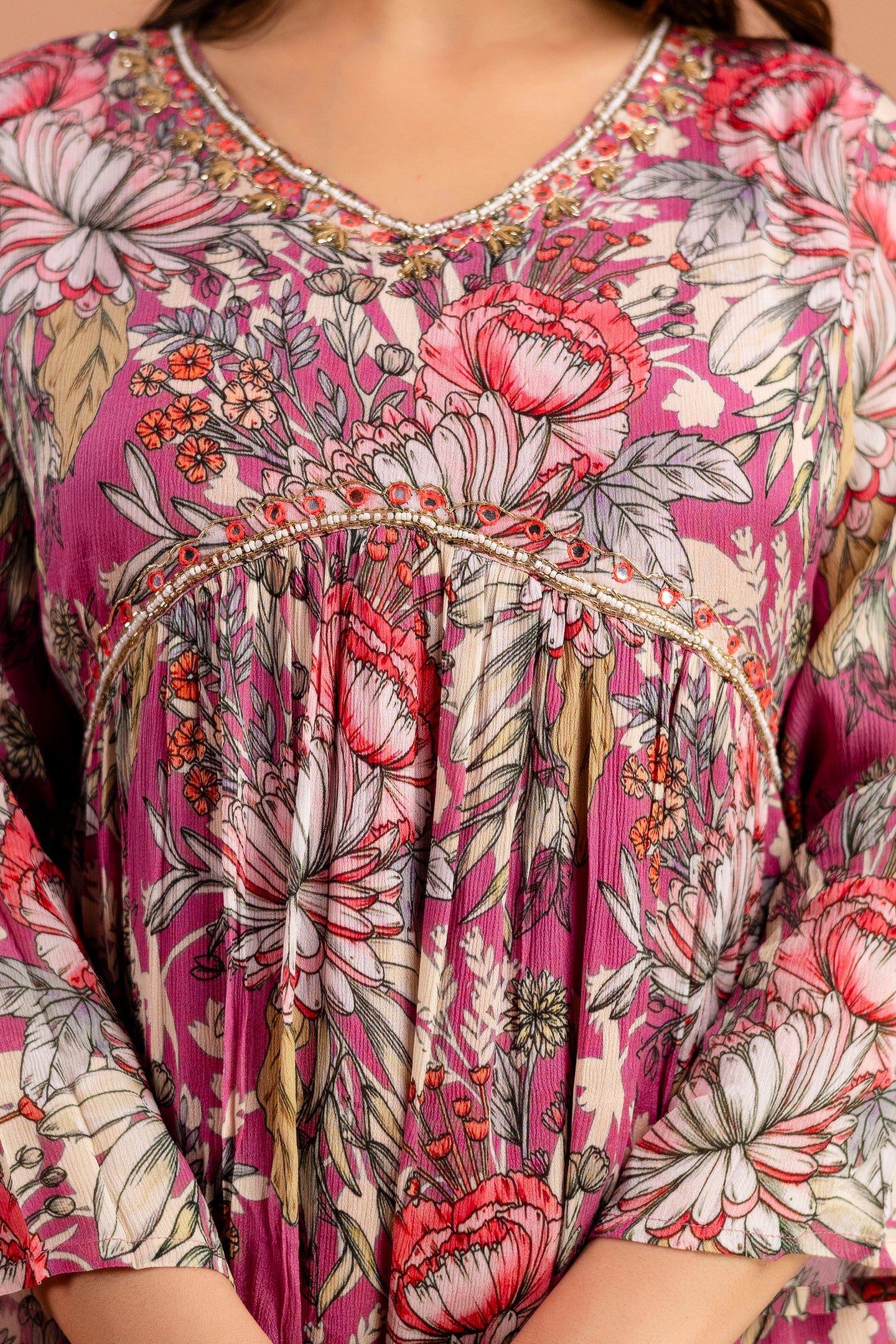 Printed Chiffon Kurti Set with Dupatta