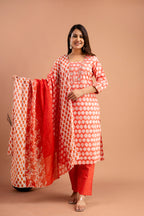 Printed Kurti Set with Resham & Sequins