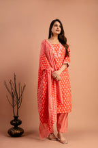 Printed Kurti with Resham Work V-Neck