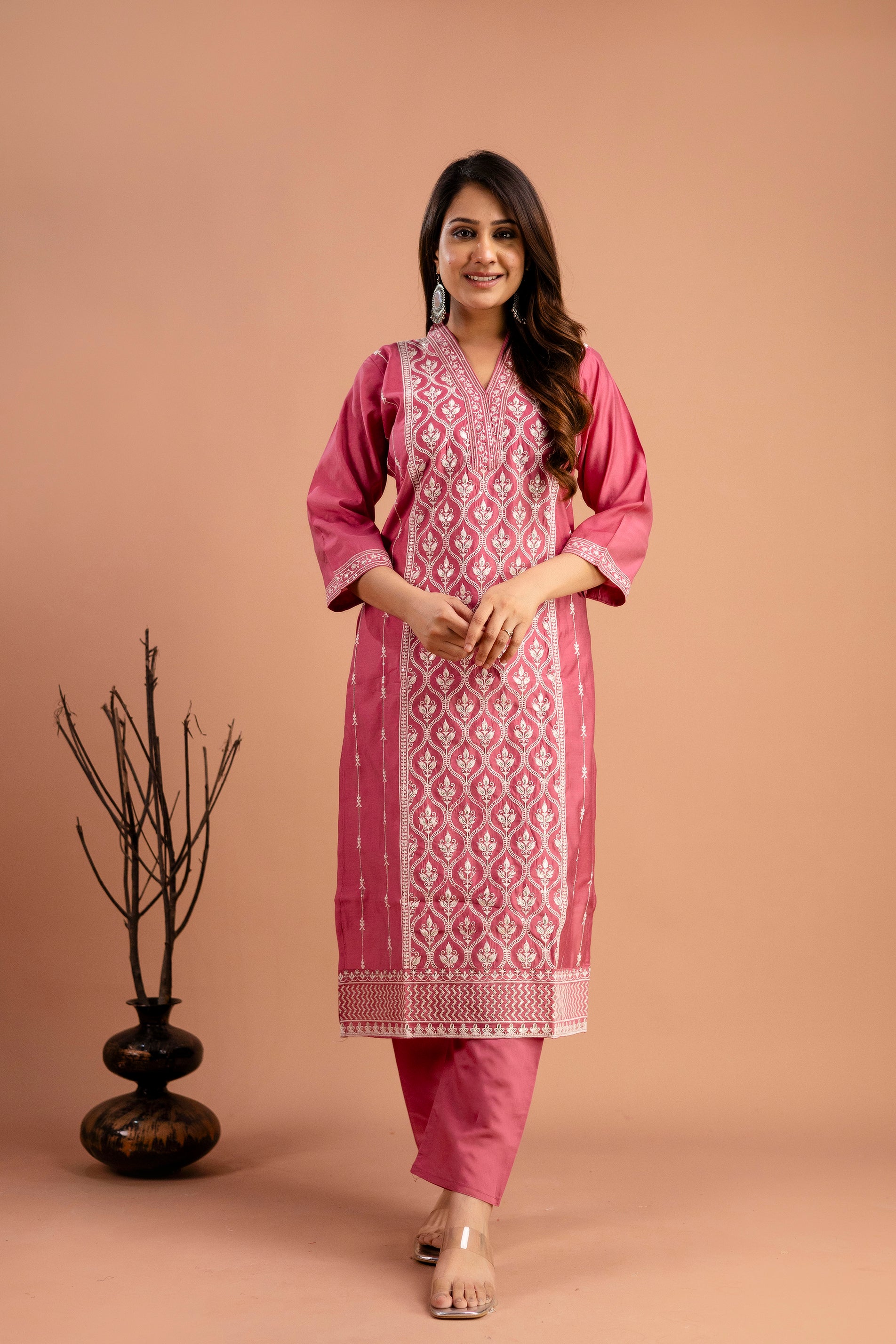 Full Embroidered Lucknavi Kurti
