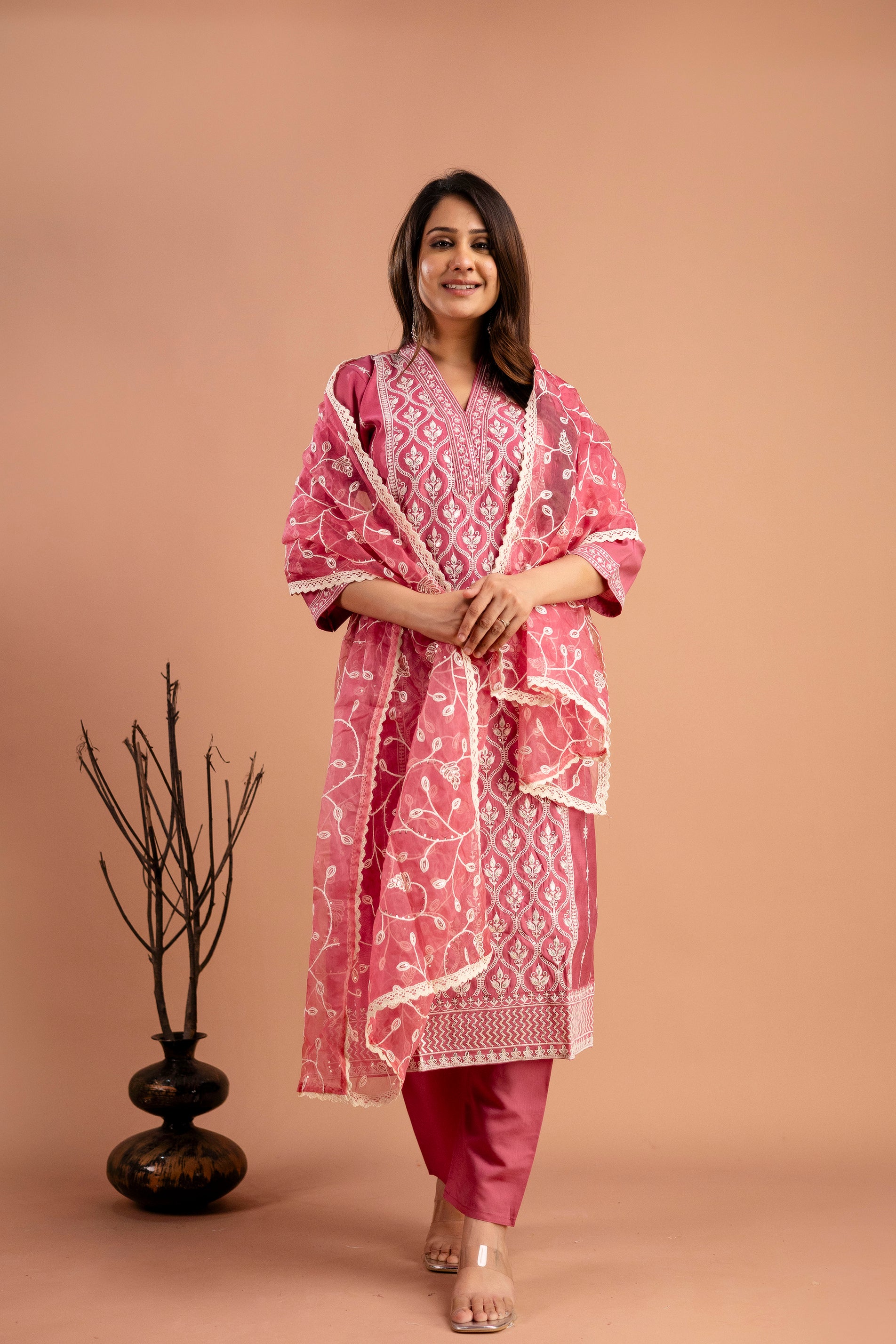 Full Embroidered Lucknavi Kurti
