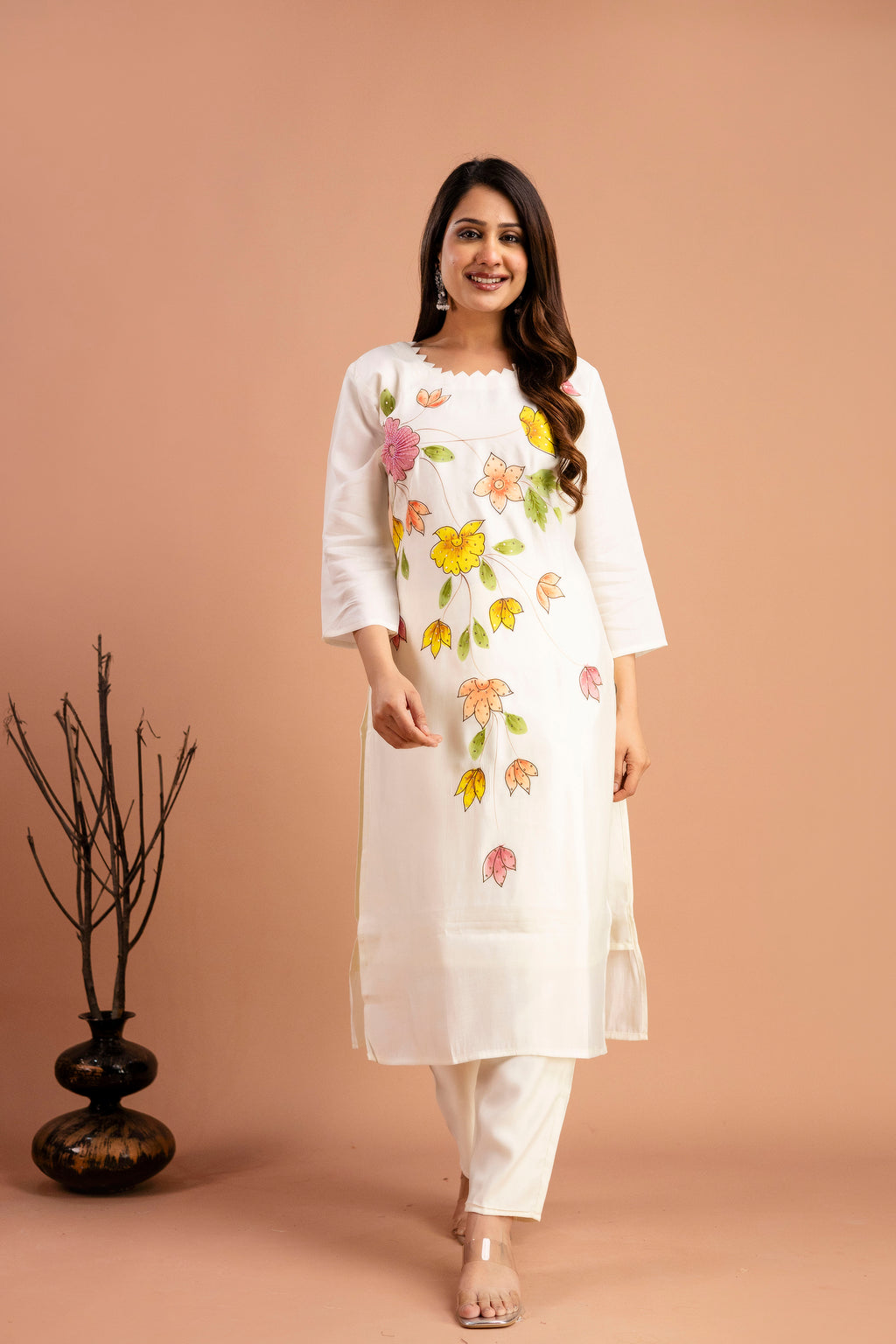Art Printed Kurti with Round Neck