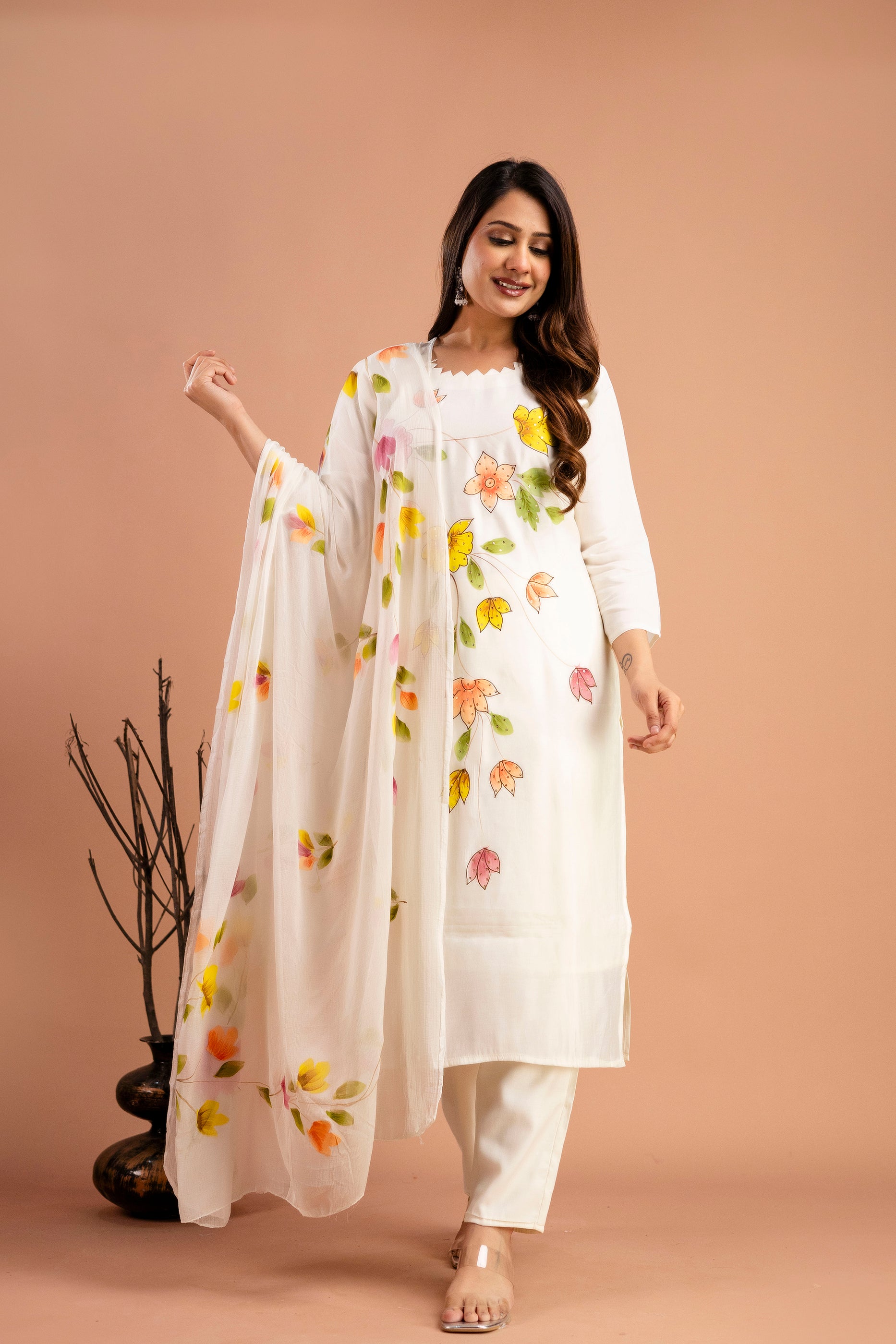 Art Printed Kurti with Round Neck
