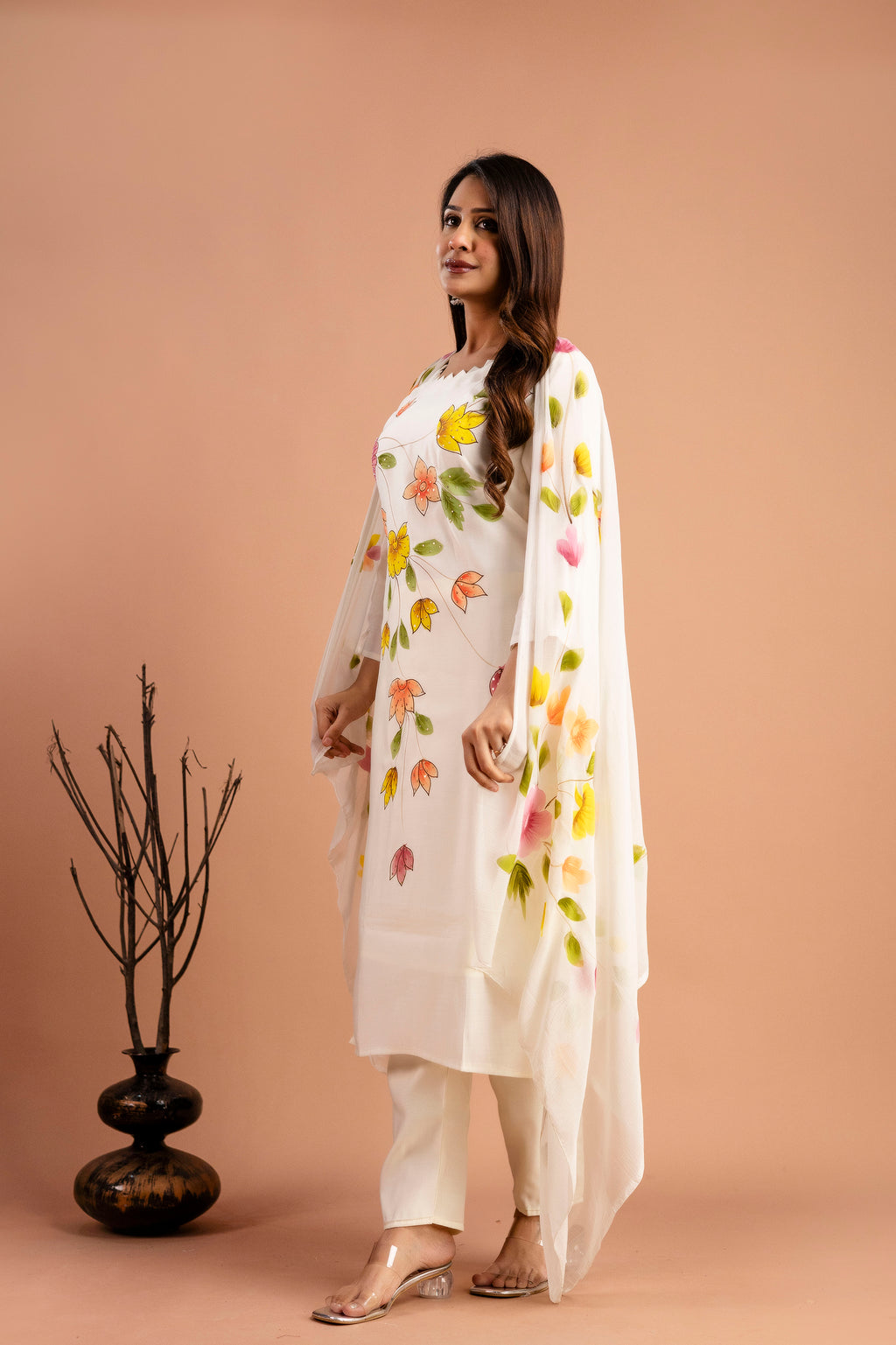 Art Printed Kurti with Round Neck