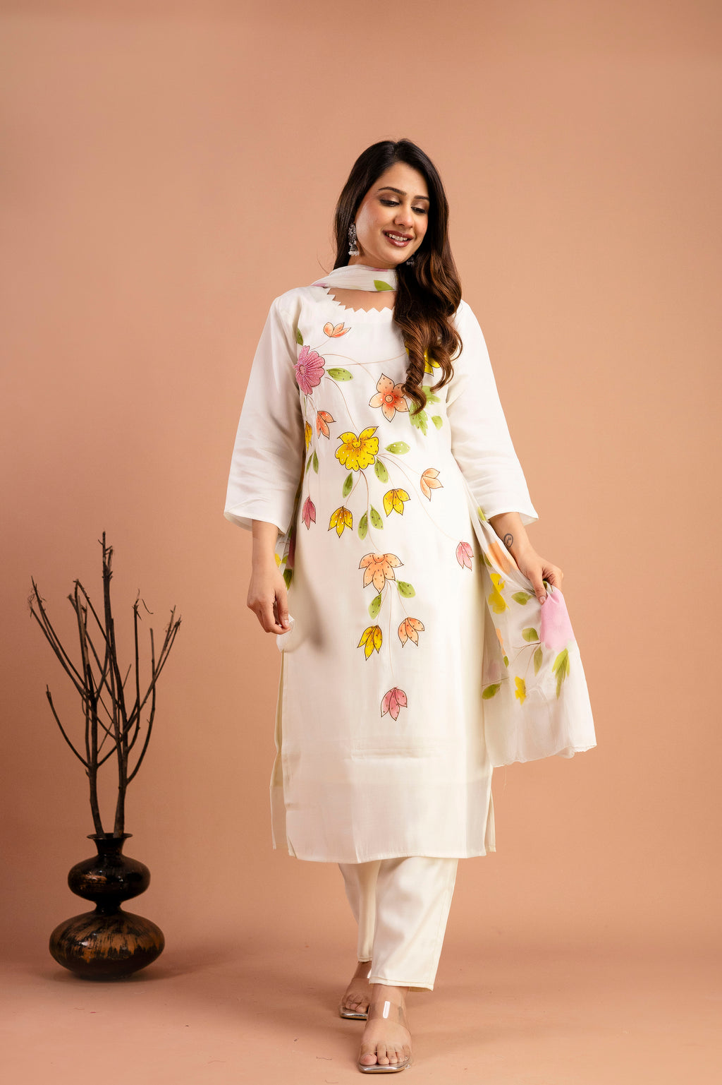 Art Printed Kurti with Round Neck