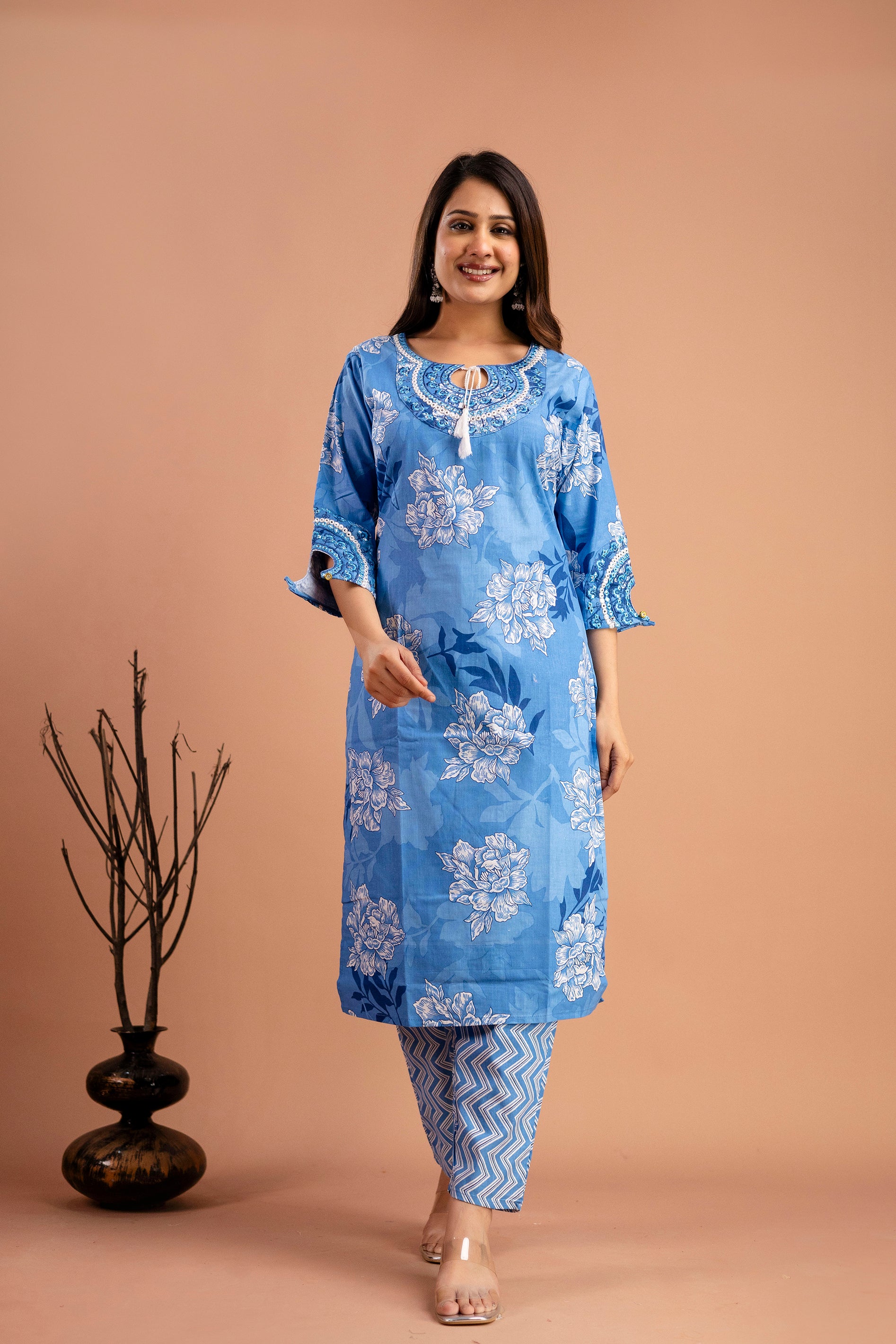 Printed Kurti with Round Neck
