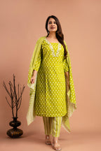 Printed Resham Work V-Neck Kurti