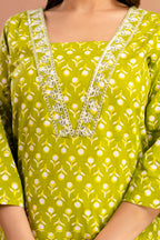 Printed Resham Work V-Neck Kurti