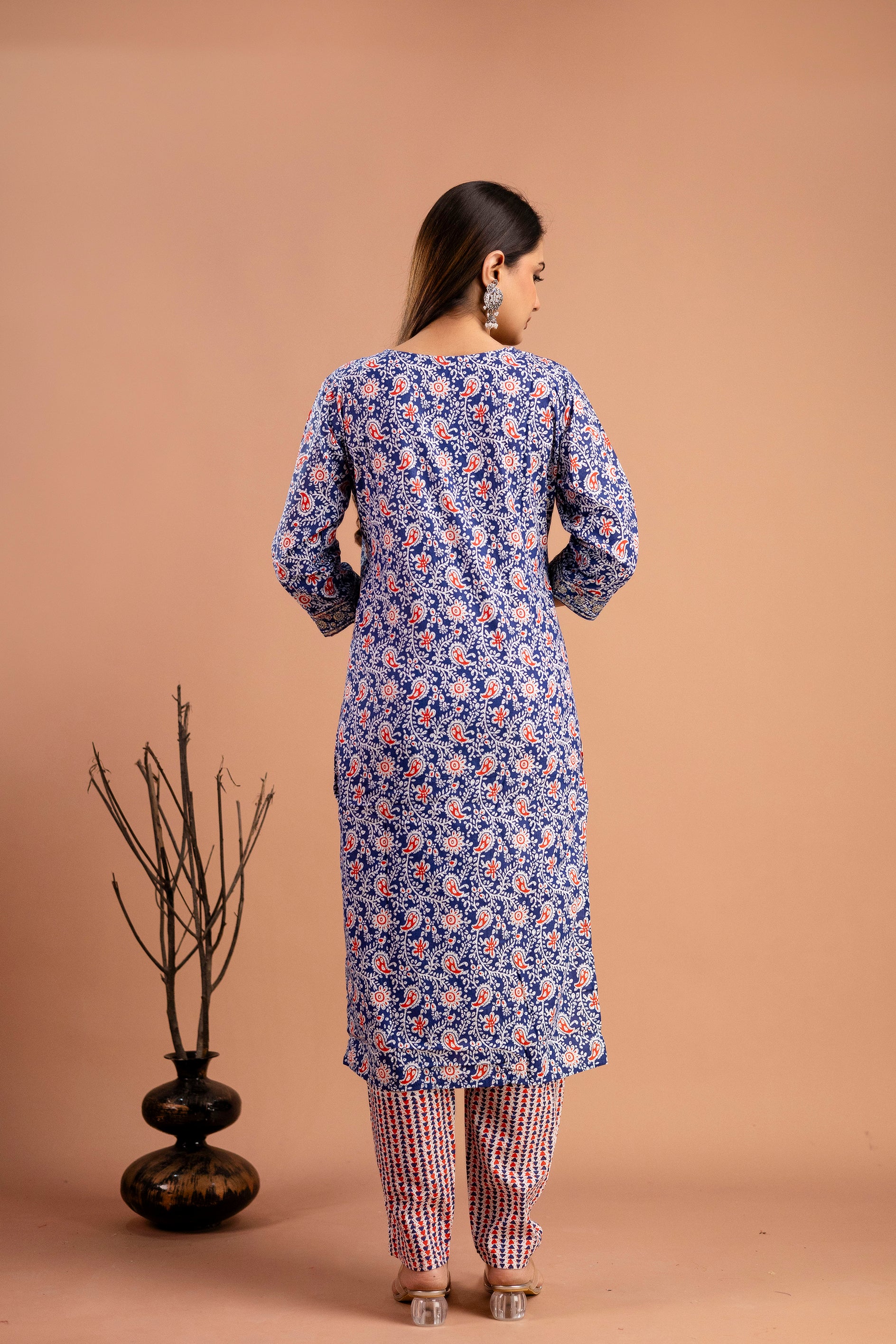 Resham Sequin V-Neck Kurti Set