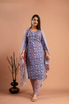 Resham Sequin V-Neck Kurti Set