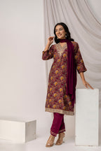 Printed Kurti Set With Jari Work