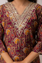 Printed Kurti Set With Jari Work