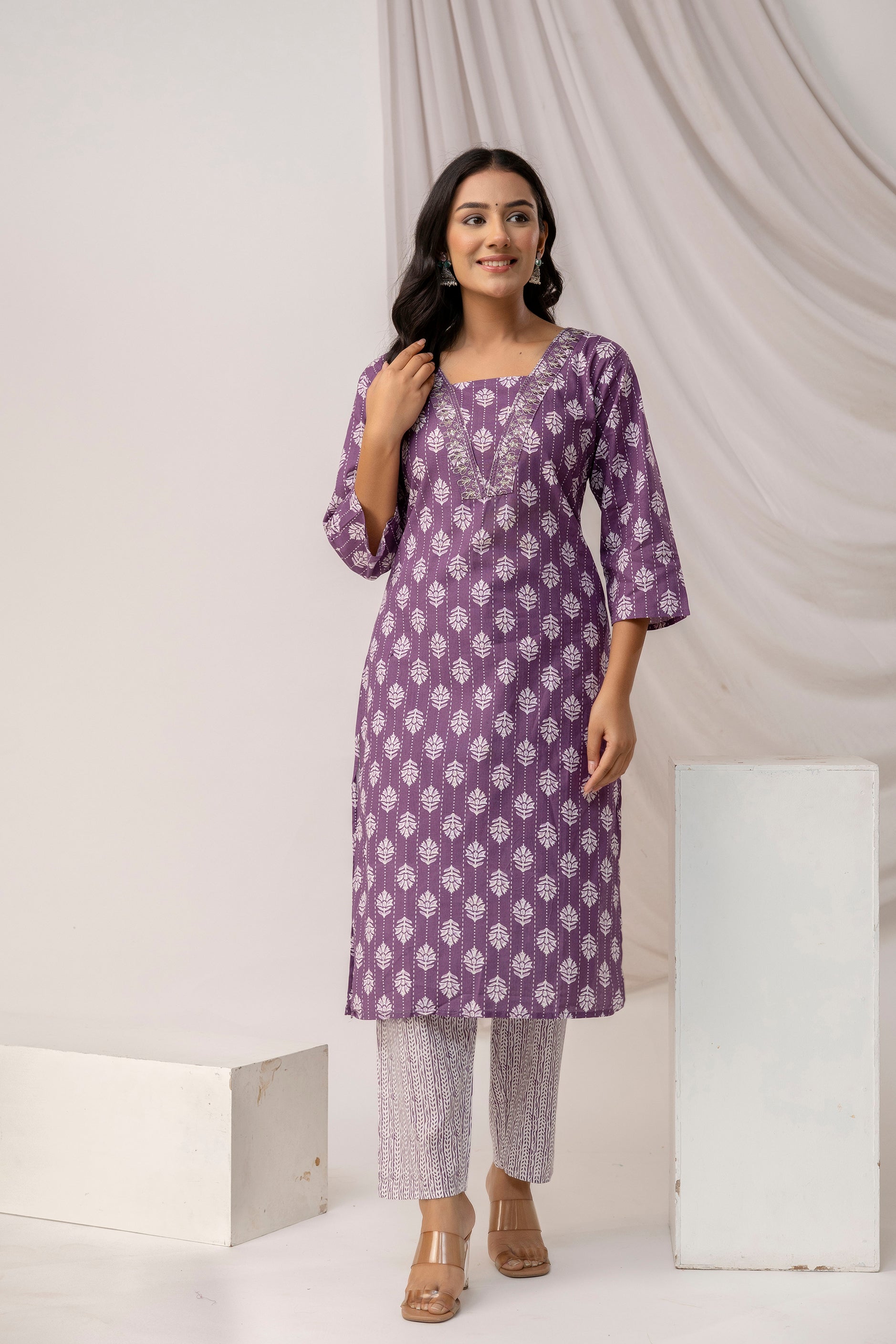Printed Kurti with Jari Set