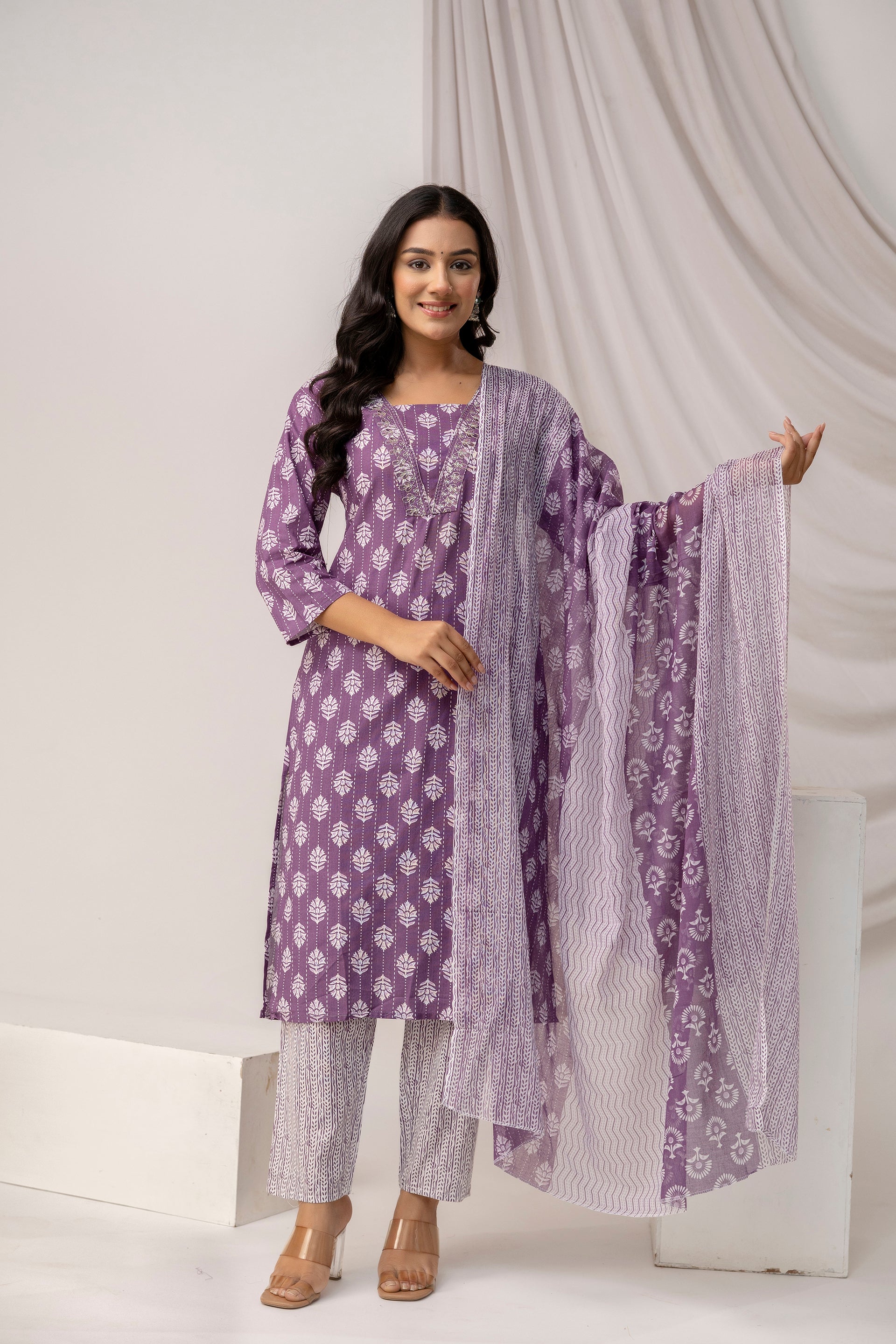 Printed Kurti with Jari Set