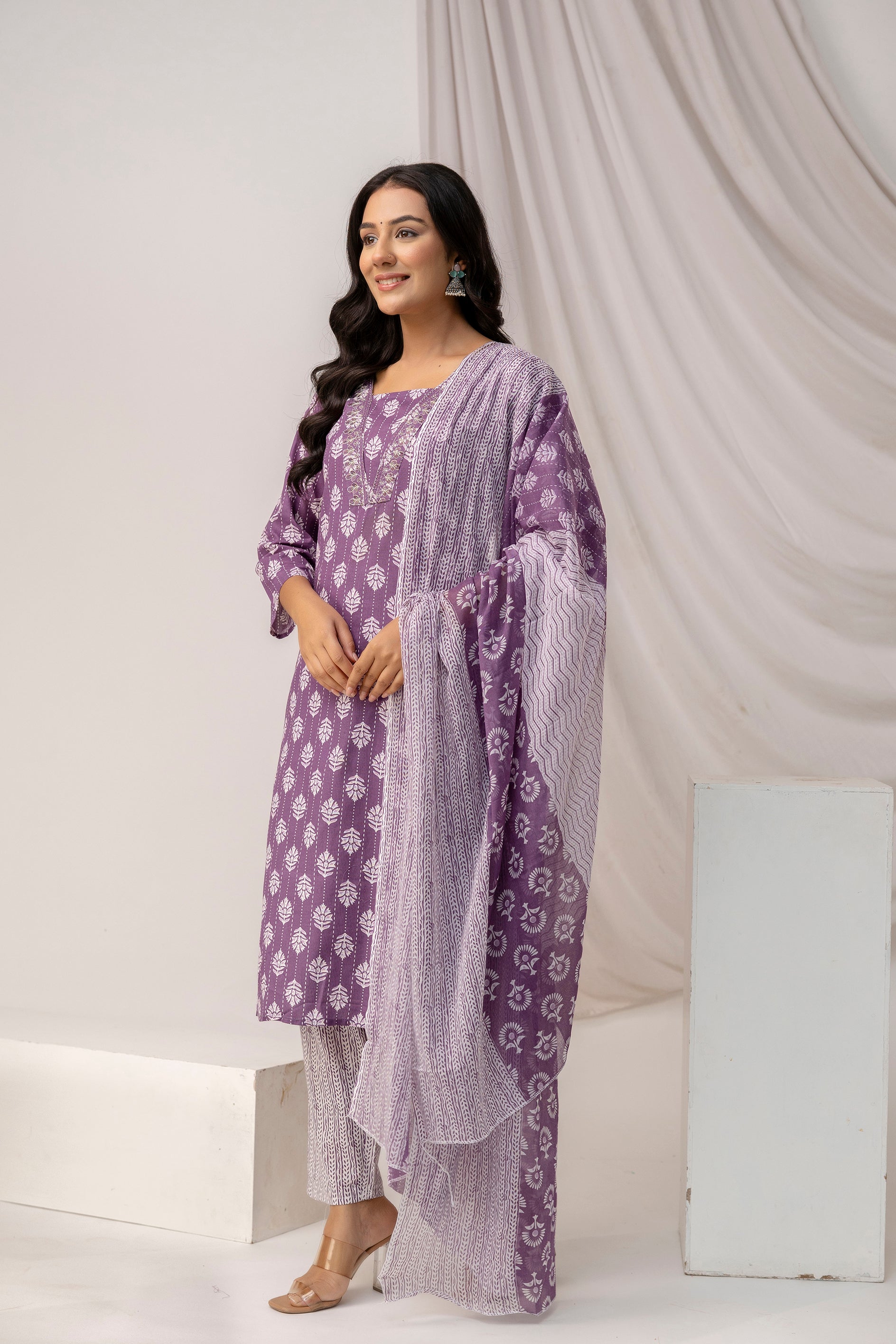 Printed Kurti with Jari Set