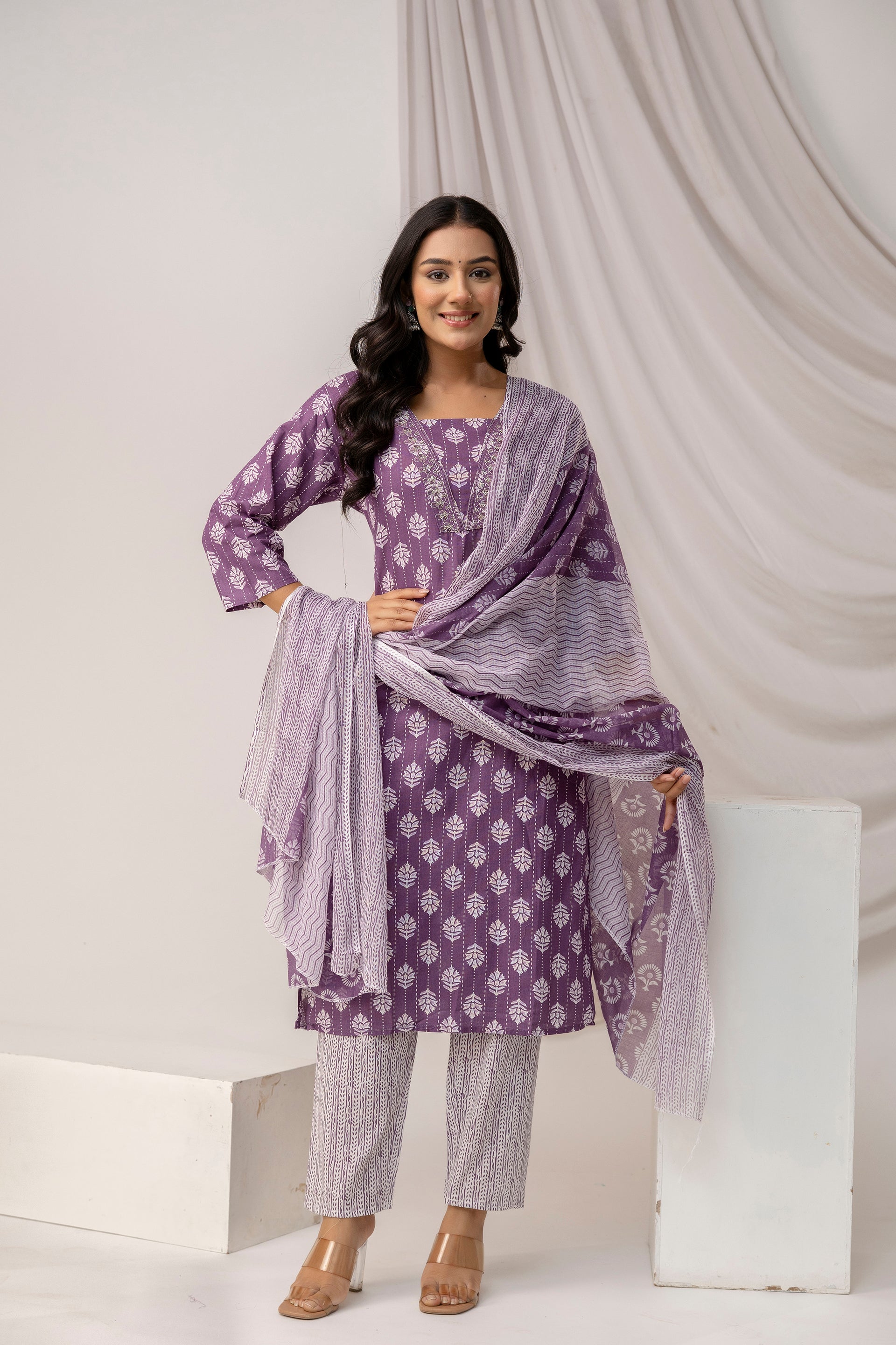 Printed Kurti with Jari Set