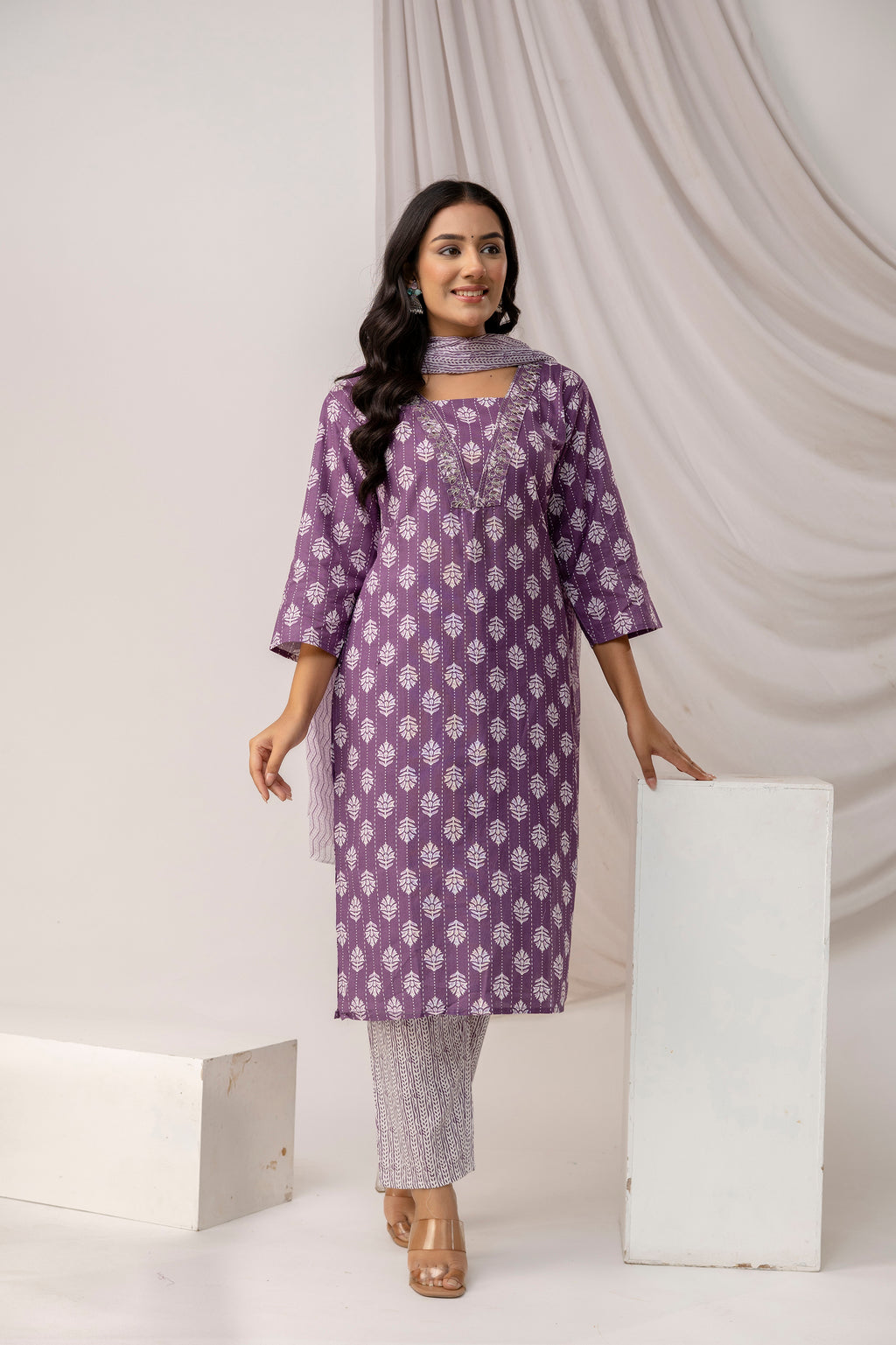Printed Kurti with Jari Set