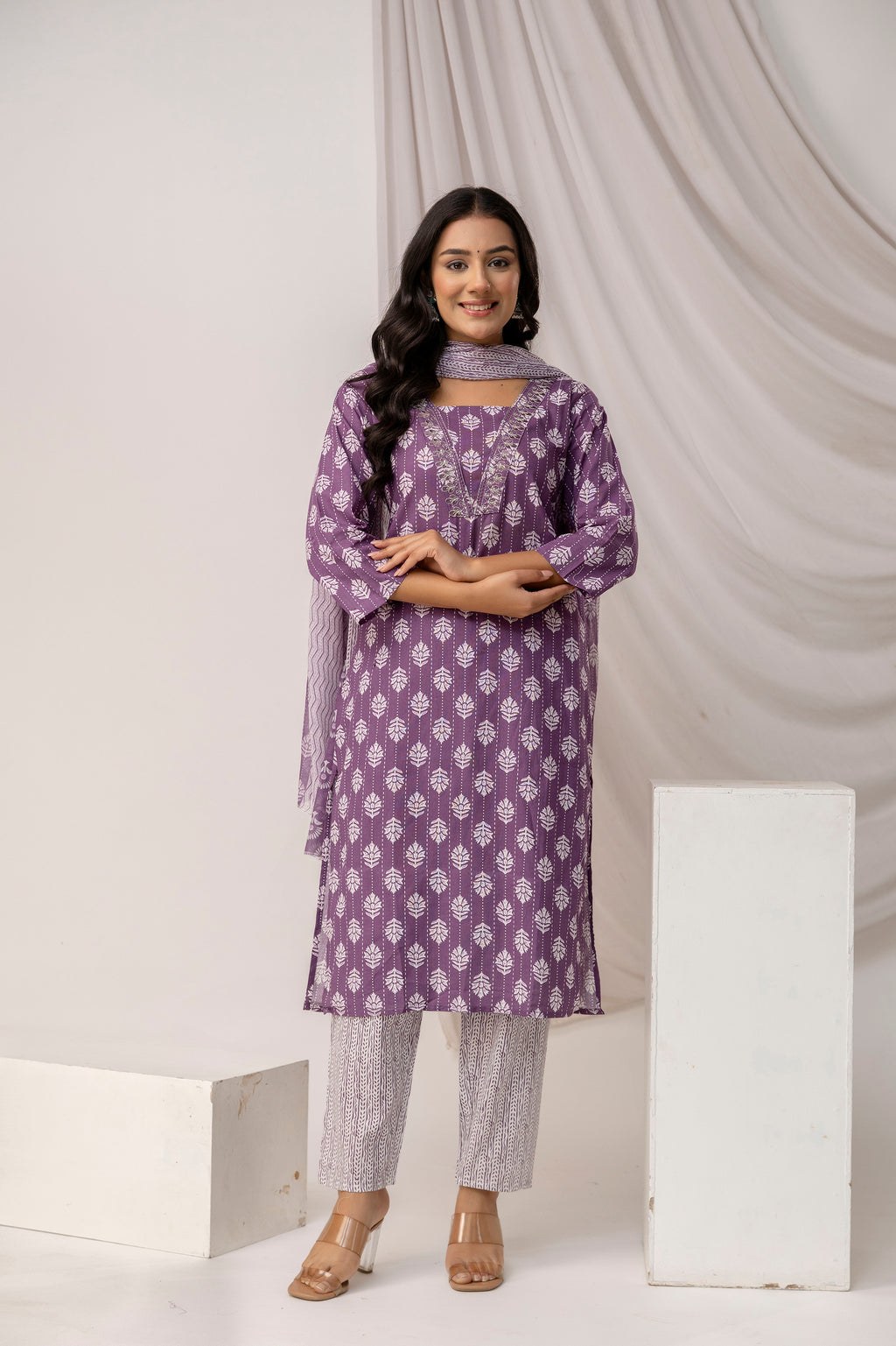 Printed Kurti with Jari Set