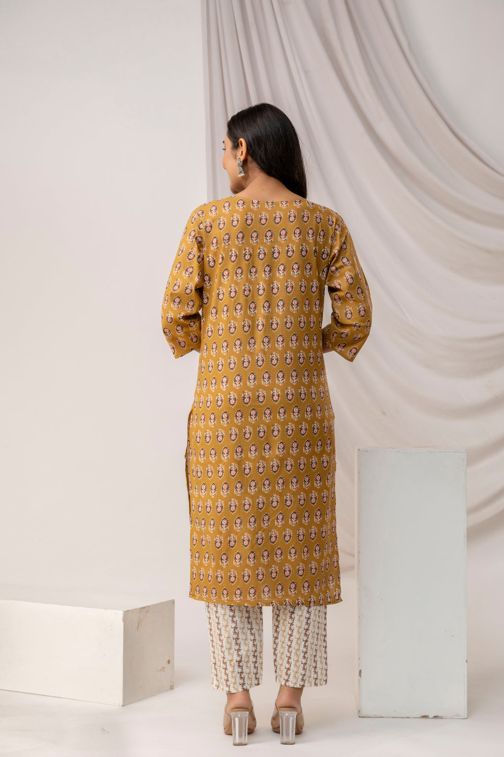 Printed Kurti with Jari Work Set