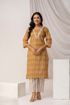 Printed Kurti with Jari Work Set