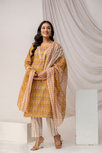 Printed Kurti with Jari Work Set