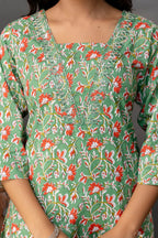 Printed V-Neck Kurti Set