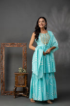 Printed Kurti with Thread & Handwork Set