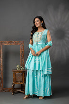 Printed Kurti with Thread & Handwork Set