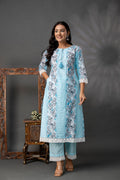Printed Kurti with V-Wing Work Set