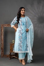 Printed Kurti with V-Wing Work Set
