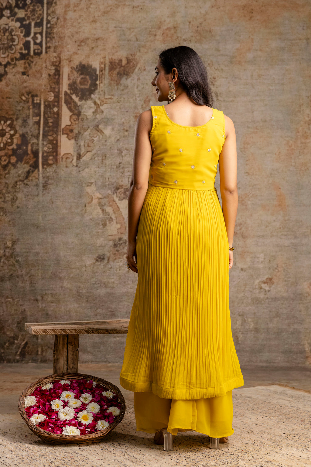 Front-Cut Long Top with Palazzos
