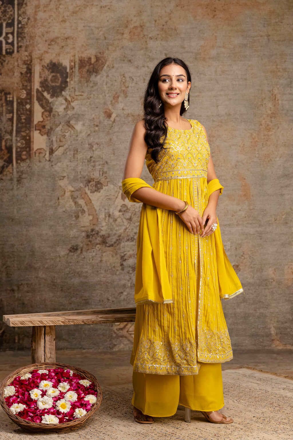 Front-Cut Long Top with Palazzos