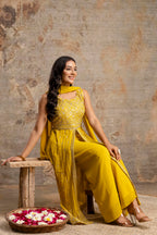 Front-Cut Long Top with Palazzos