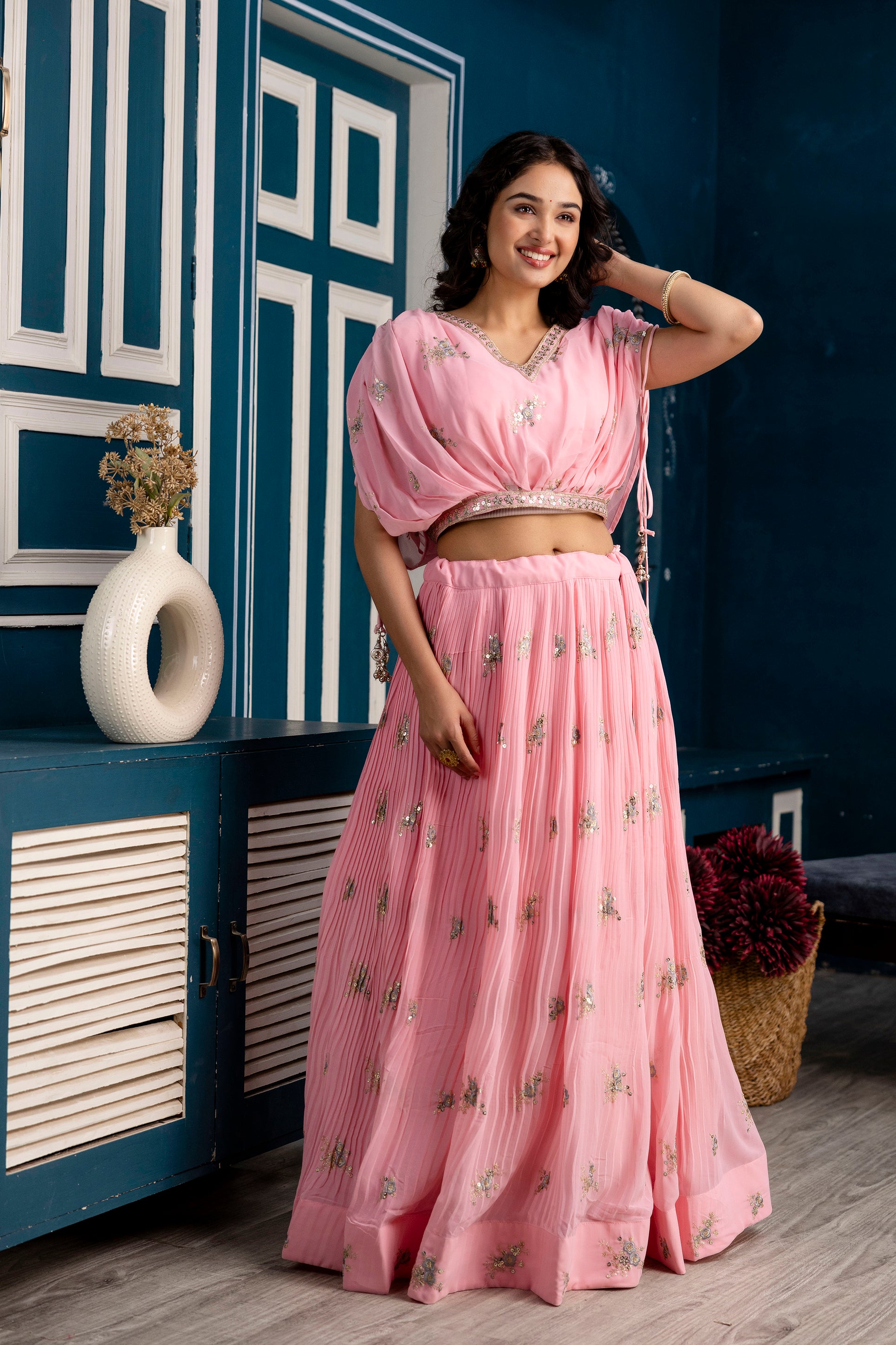 Embroidered Royale Crop Set