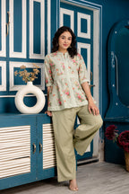 Digital Print Kurti with Plain Flapper