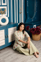 Digital Print Kurti with Plain Flapper