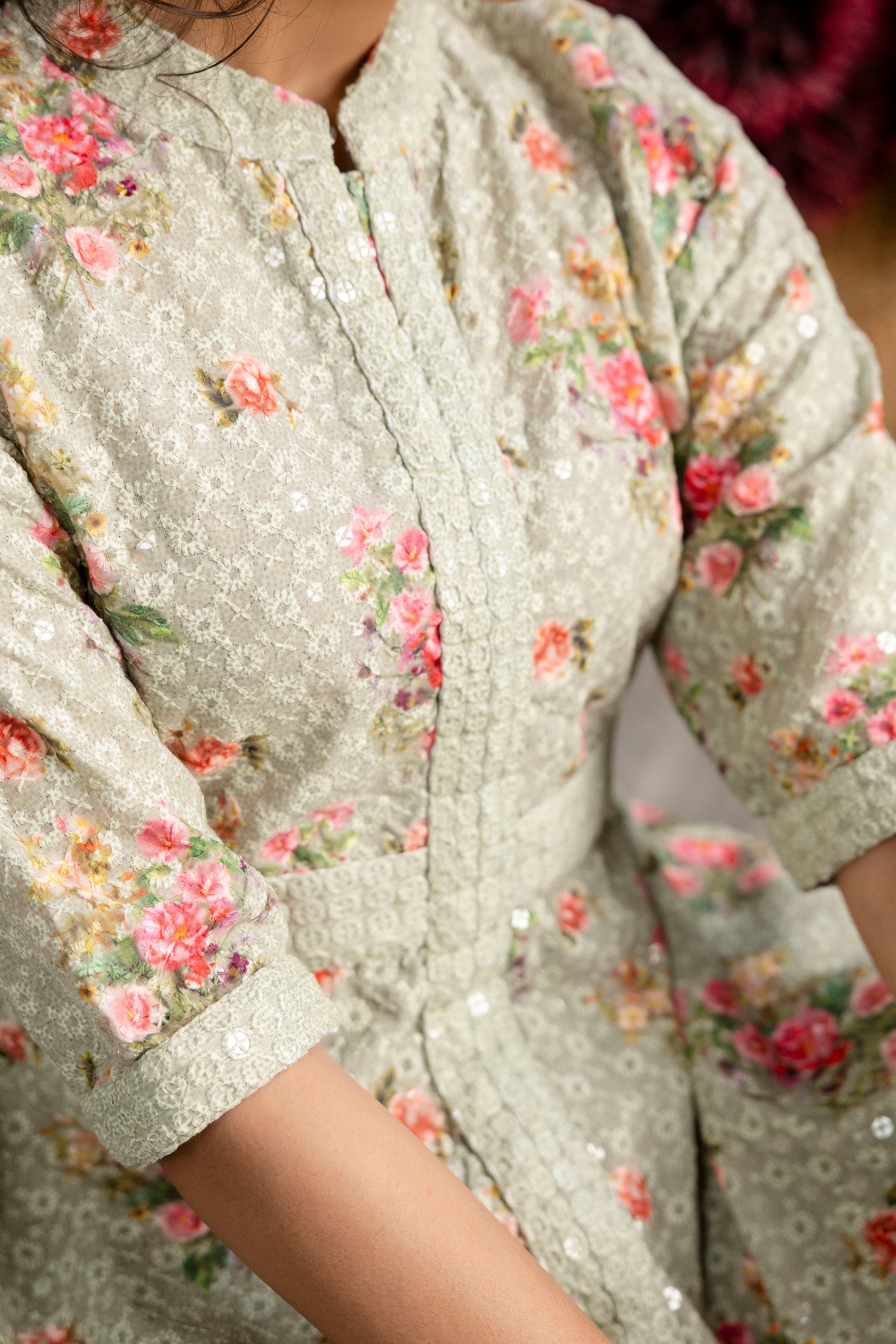 Digital Print Kurti with Plain Flapper