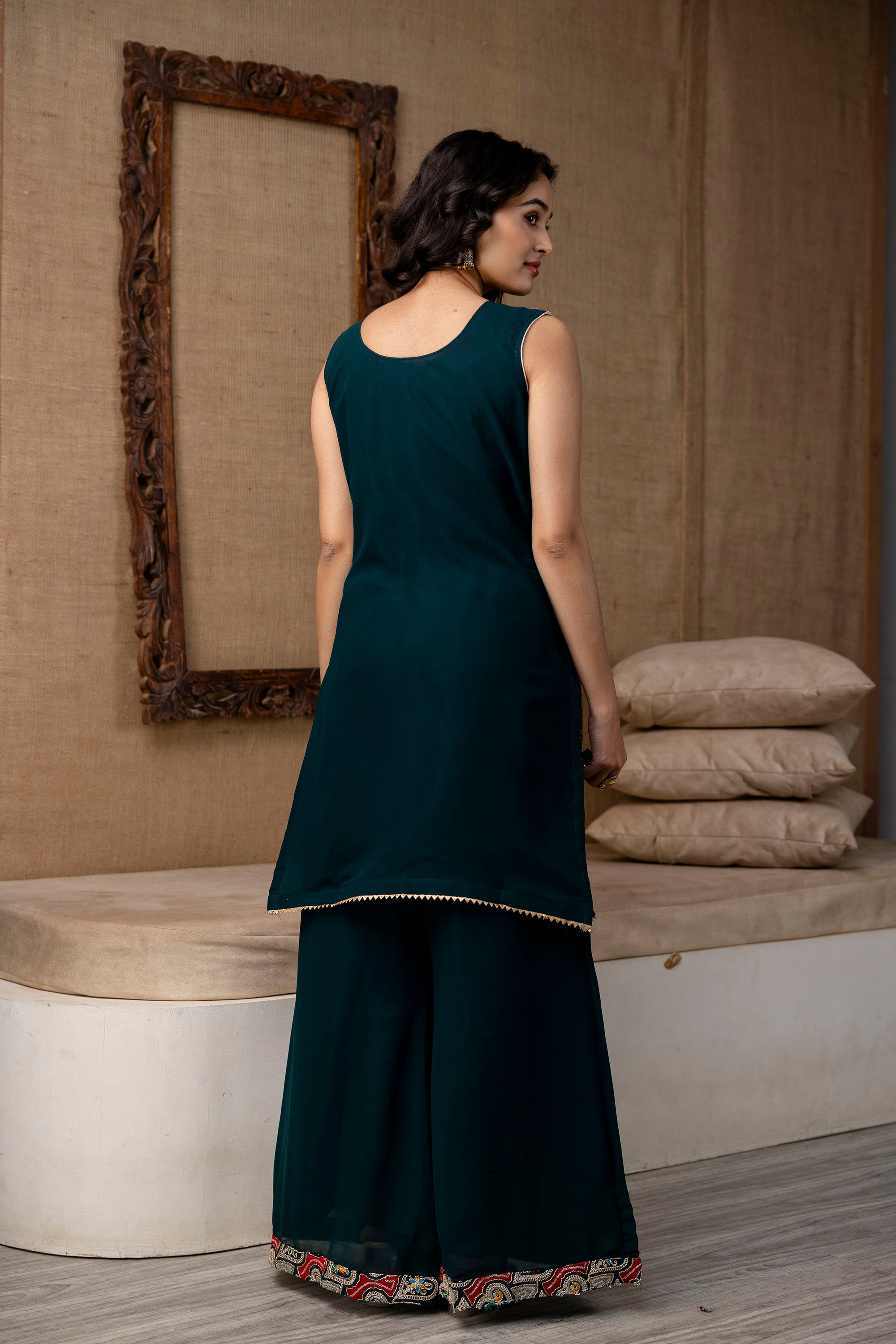 Thread Work Kurti Set with Palazzo