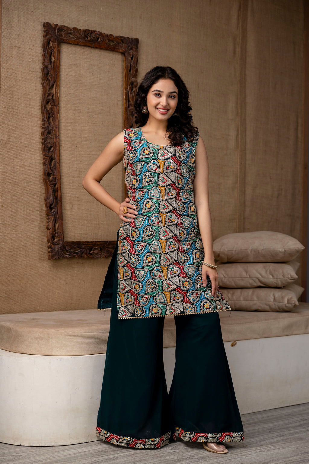 Thread Work Kurti Set with Palazzo