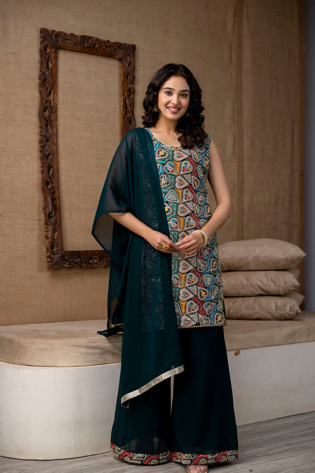 Thread Work Kurti Set with Palazzo
