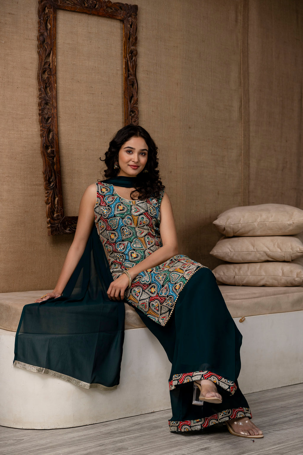 Thread Work Kurti Set with Palazzo